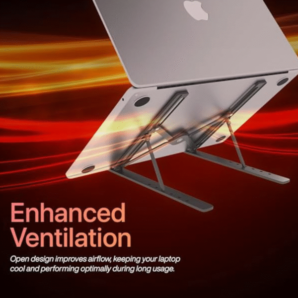 Tabletop Laptop Stand, Ergonomic Adjustable & Ventilated Metal Riser Holder for Desk Fits Upto 15.6 Inch Laptops (Silver) - Image 2