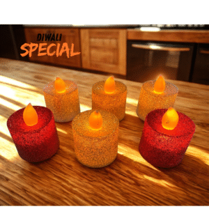 6 Pcs LED Candles for Home Decoration - Electric Flameless & Smokeless LED Diya Lights, Crystal Candle for Home Decor, Diwali Festivals Decoration, Christmas,New Year, Festive