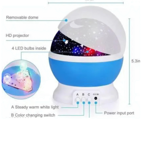 Star Master Rotating 360 Degree Moon Night Light Lamp Projector With Colors And Usb Cable,Lamp For Kids Room Night Bulb pack of 1 - Image 2