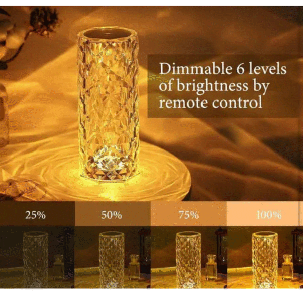 Rose Crystal LED Table Lamp | 16 Color Changing Touch Bedside Night Light with Remote | USB Rechargeable Decorative Lamp for Bedroom, Living Room, Party & Dinner Decor - Image 2