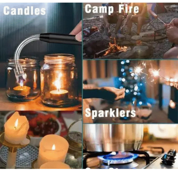 USB Rechargeable Electric Gas Lighter for Kitchen with Battery Indicator & Safety Lock – Arc Plasma Flameless Lighter - Image 4