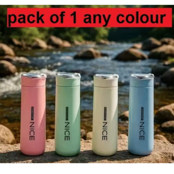 TOP PRODUCT - Nice Glass Water Bottle Set – Pack of 2 , 400ml Leak-Proof, BPA-Free, Stylish & Insulated Hot and Cold Bottles for School, Gym, Office, Home & Travel Use - Image 3