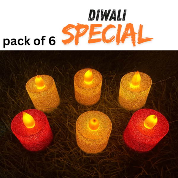 6 Pcs LED Candles for Home Decoration - Electric Flameless & Smokeless LED Diya Lights, Crystal Candle for Home Decor, Diwali Festivals Decoration, Christmas,New Year, Festive - Image 2