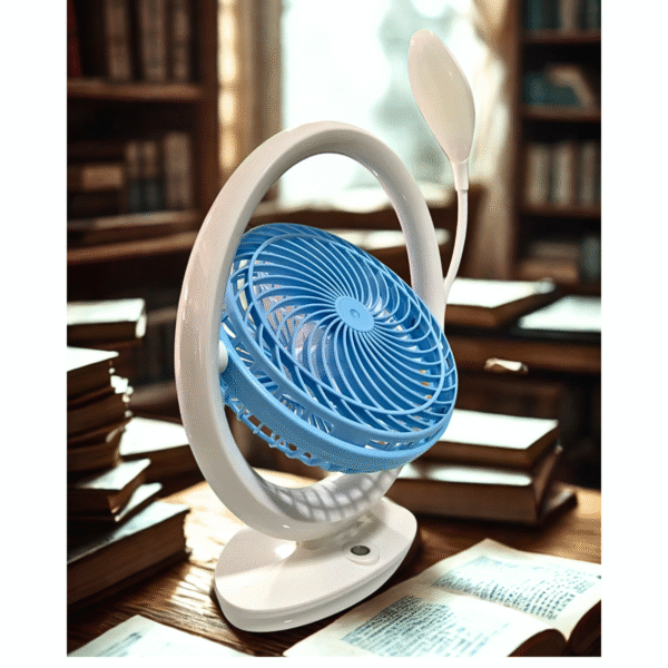 Rechargeable Fan with Light, Reading Light with High Speed Fan - Image 4