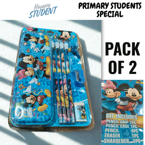Stationery Kit Set for Girls Boys, Stationery for School, Blue Color Pencil Eraser Pencil Case Scale Sharpener and Gift Set - Image 3
