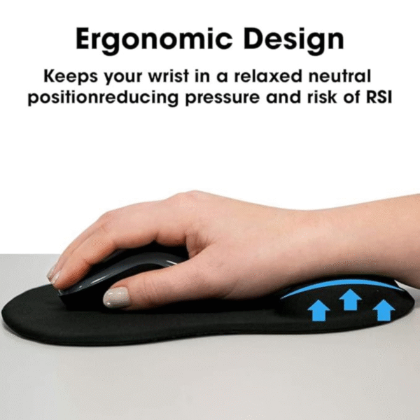 Ergonomic Mouse Pad with Wrist Support | Non-Slip | Soft Cushion | Black color mouse pad - Image 3