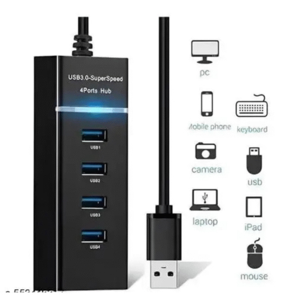 USB HUB 3.0 4 Port USB Hub 3.0 Adapter Cable with 5Gbps Speed USB Adapter (Black colour) - Image 5
