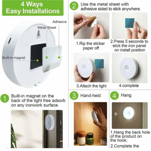 Motion Sensor Light for Home with USB Charging Wireless Self Adhesive LED Body Induction Lamp Sensor Light for Wardrobe Lights Sensor Night Light for Cupboard Stair - Image 4