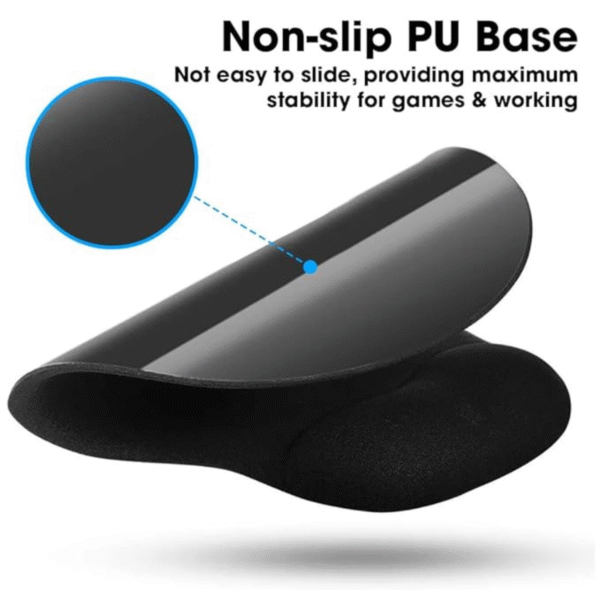 Ergonomic Mouse Pad with Wrist Support | Non-Slip | Soft Cushion | Black color mouse pad - Image 4