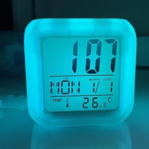Digital Alarm Clock with Automatic 7 Color Changing Lighting LED Display