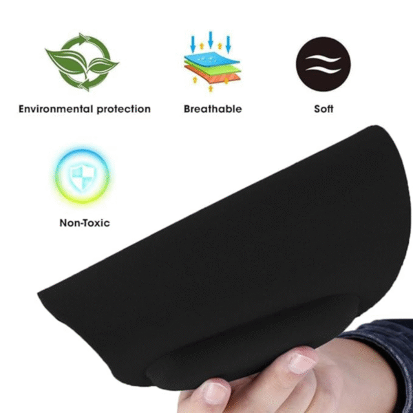 Ergonomic Mouse Pad with Wrist Support | Non-Slip | Soft Cushion | Black color mouse pad - Image 5