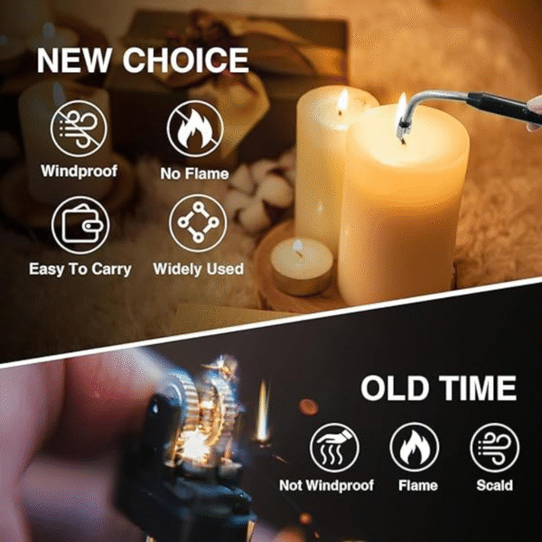 USB Rechargeable Electric Gas Lighter for Kitchen with Battery Indicator & Safety Lock – Arc Plasma Flameless Lighter - Image 6