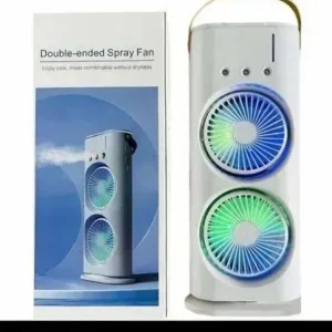 Double Ended Spray Fan with Powerful Cooling, Adjustable 3-Speed Modes, USB Rechargeable Battery, Remote & Touch Control, and Ice Chamber