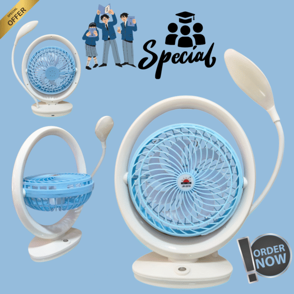 Rechargeable Fan with Light, Reading Light with High Speed Fan - Image 6